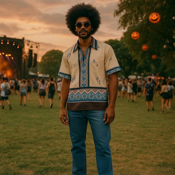 Alan Stuart Other - Alan Stuart 70s Retro Shirt Geometric Print Large Vintage Fall Streetwear